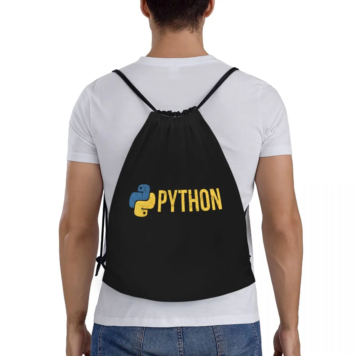 Python programista w stylu Retro plecak ze sznurkiem siłownia torba na siłownię w trudnej sytuacji programista programista na zakupy