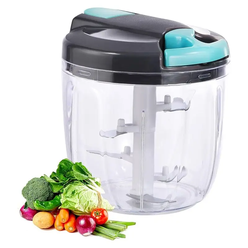 A44Z-Manual Food Processor Vegetable Choppers, Portable Hand Pull String Garlic Mincer Onion Cutter