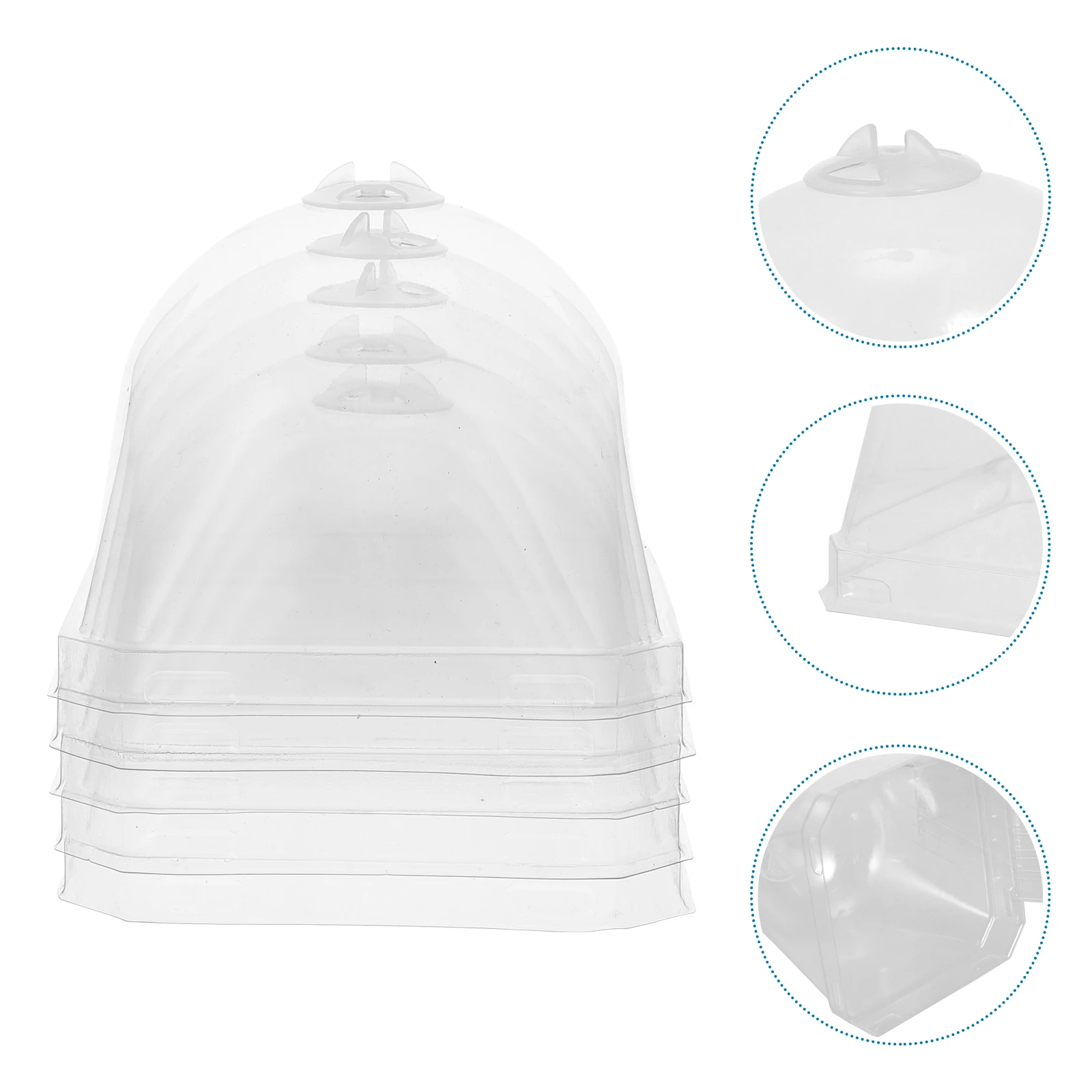 

5pcs Square Flower Pot Seedling Cover 10x10cm Thickened Plastic Plant Cloche Humidity Dome Freeze Protection Gardening