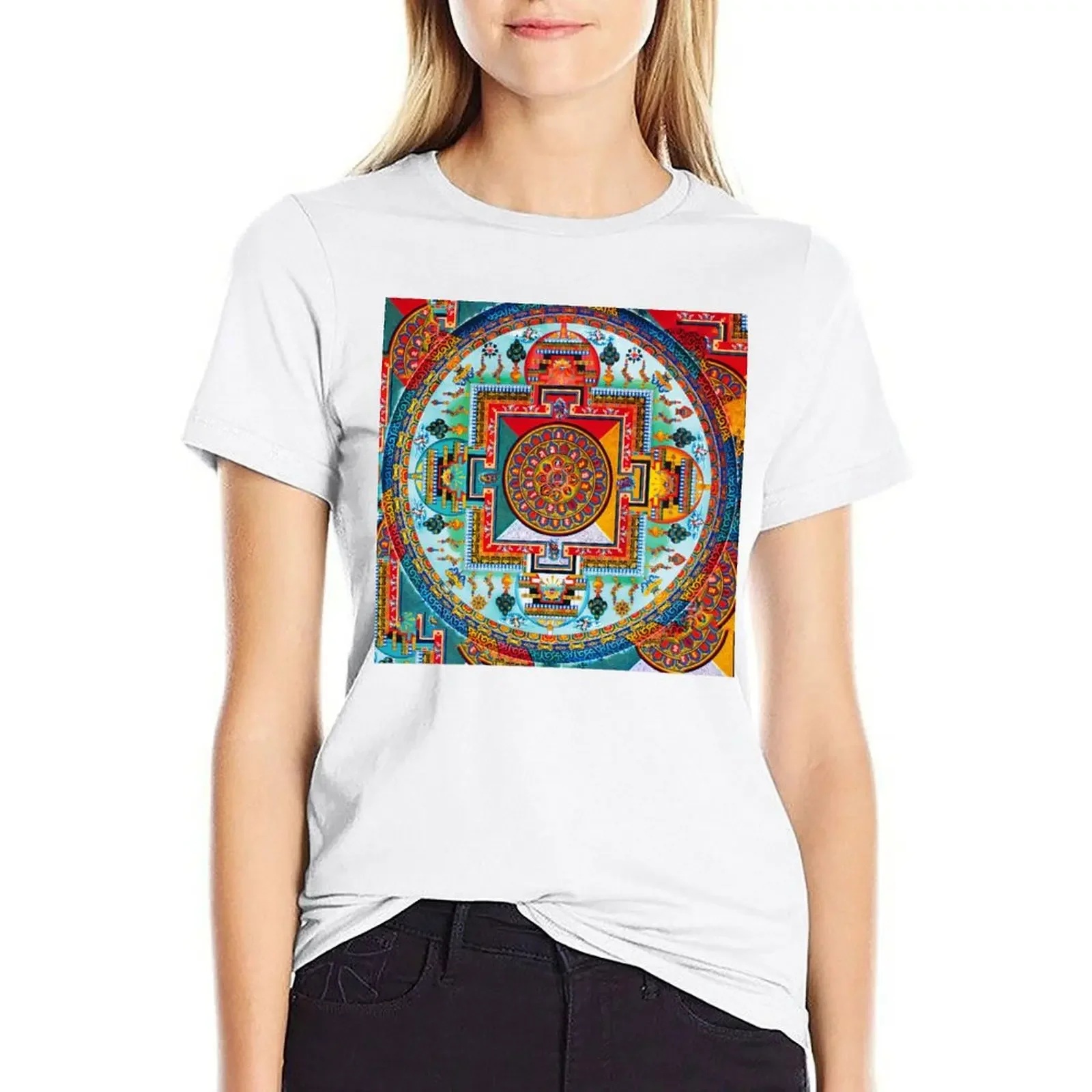 

Buddhist Mandala 28 T-shirt cute tops aesthetic clothes tees workout t shirts for Women