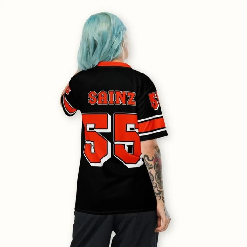 

Популярная в Европе и Америке спортивная рубашка с v-образным вырезом 55, удобная, дышащая, быстросохнущая мужская и женская спортивная футболка SAINZ