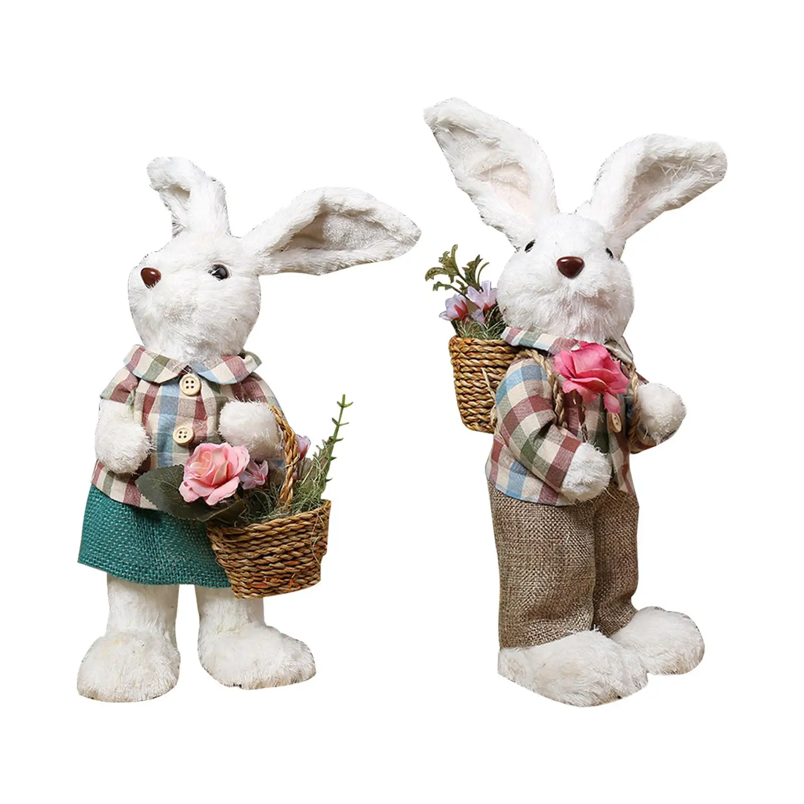 Standing Rabbit Statue Desktop Ornament Cute Easter Decor Easter Bunny Figurine for Outdoor Bookshelf Balcony Farmhouse Yard