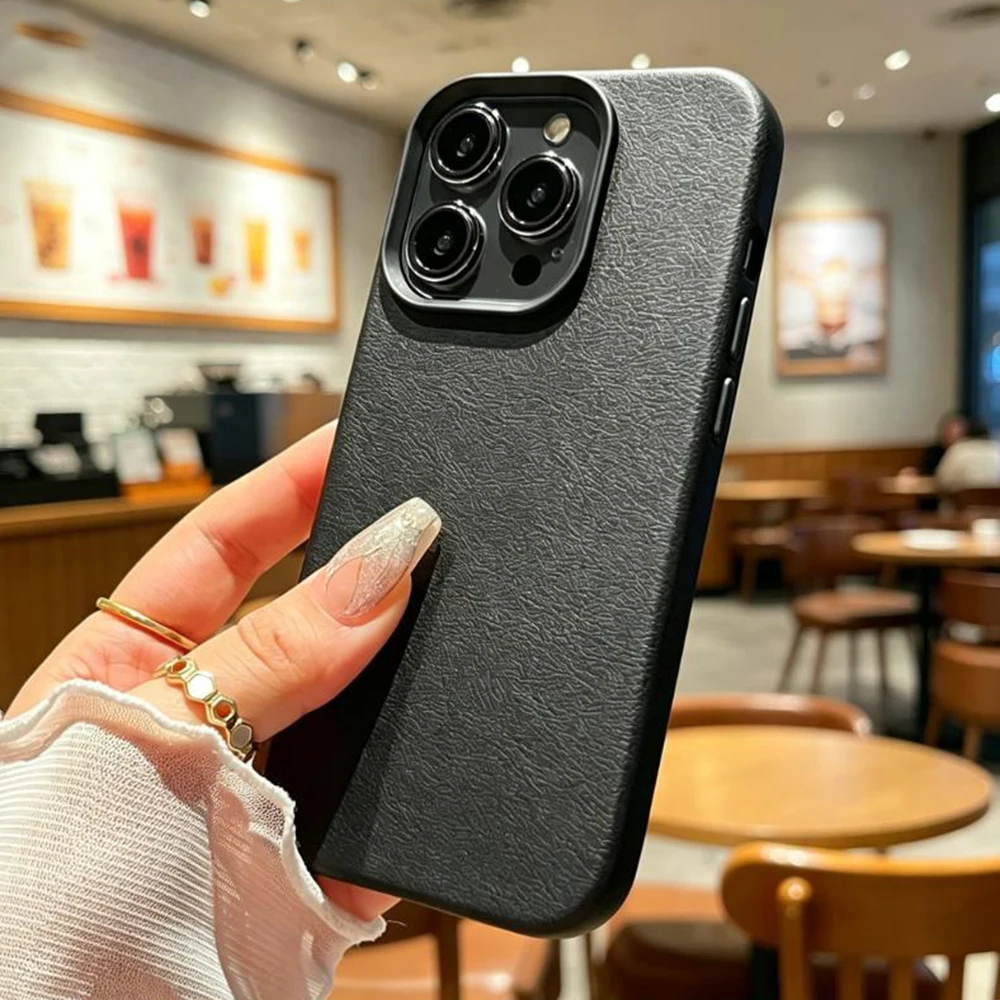 Luxuriöse matte weiche Leder-Handyhülle für iPhone 17 Pro Max 16 15 14 13 12 11 17 Air 17Pro Stoßfeste Silikon-Candy-Bumper-Hülle
