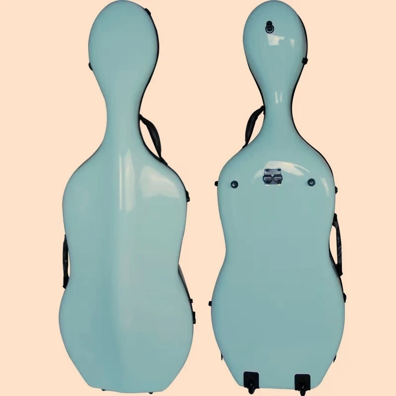 

Quality Strong Fiberglass Cello Case, Perfect Workmanship, 2 Wheels, 5 kg with Bow Holders, Shoulder Straps