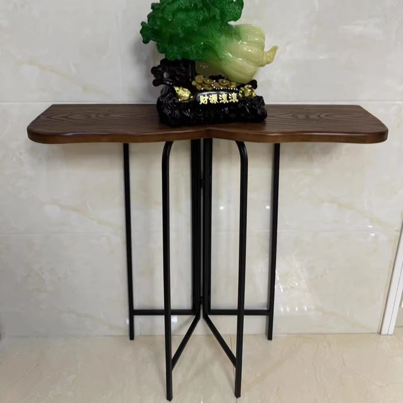 Vintage Metal Legs Console Table Mid Century Simple European Narrow Console Table Living Room Porch Console Meuble Furniture