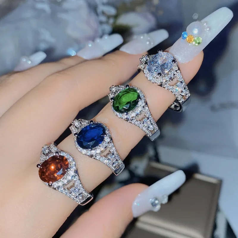 

MDL Муассанит Стиль. Супер сверкающее кольцо с кровавым рубином голуби, позолоченное 18-каратное темпераментное зеленое шпинельное кольцо с круглым цирконом и открытым концом