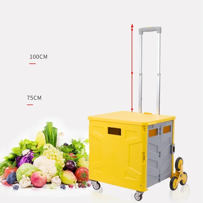 Small folding food supermarket 3 wheels climbing luggage carts foldable shopping trolleys