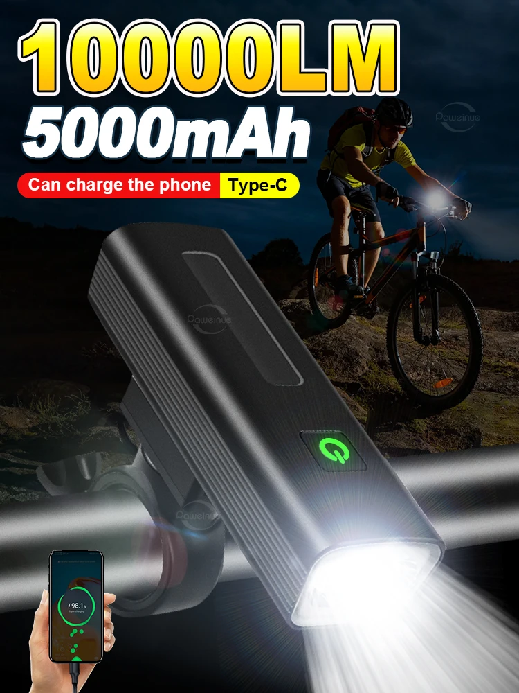 AliExpress NONE 2026 NEW 5000mAh Bicycle Light Bike Headlight Flashlight Handlebar USB Charging MTB Road Cycling Highlight Front Light