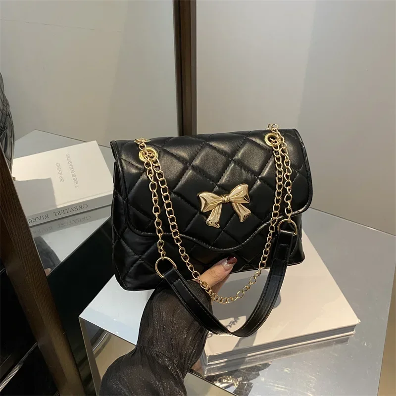 Bow Versatile Rhombus Chain One Shoulder Crossbody Small Square Bag