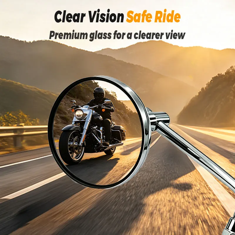 1 Pair Universal Motorcycle 8mm Rear View Mirrors Chrome Side Mirror for Scooter Moped Cruiser Dual Sport Street Bike