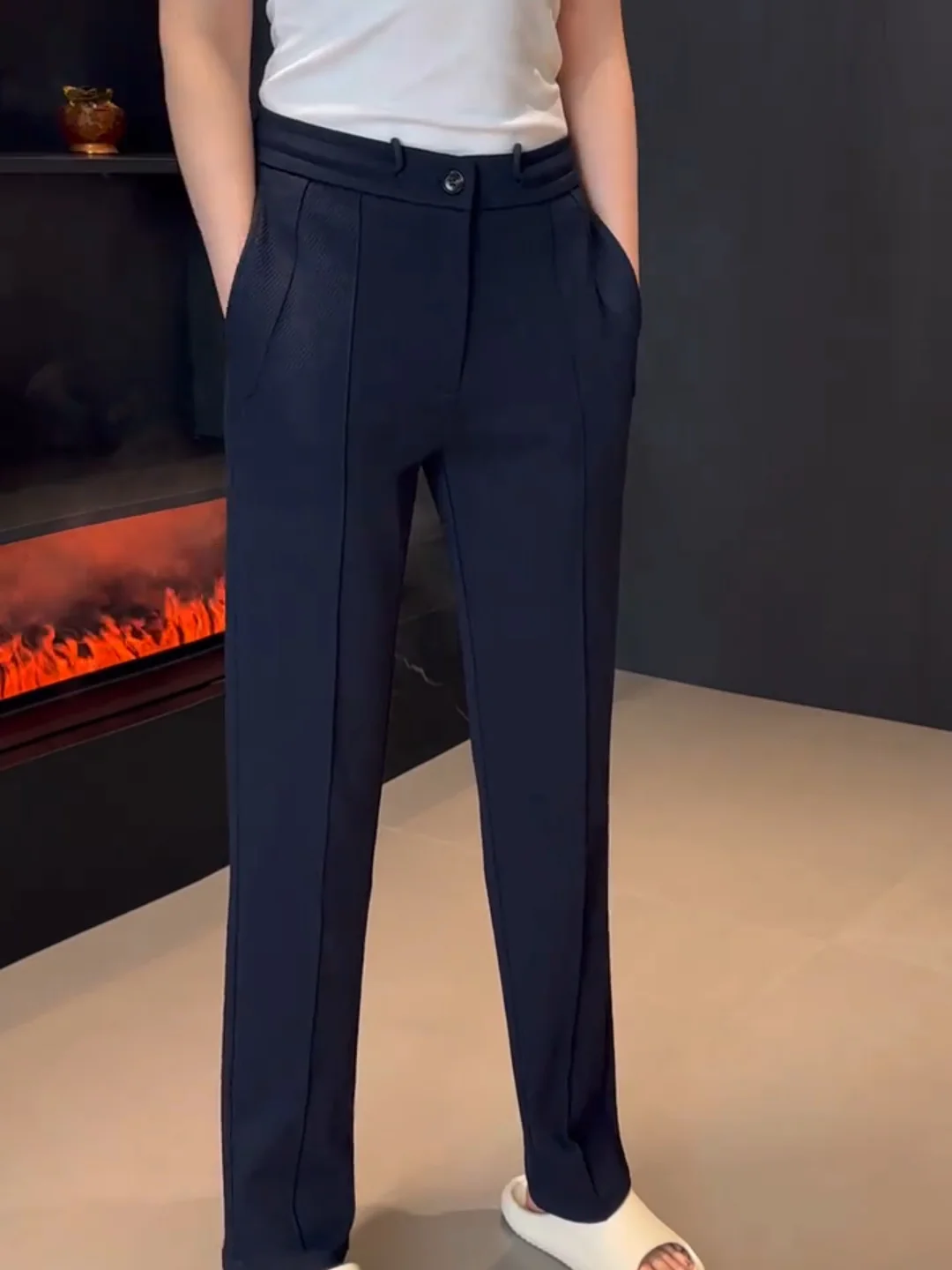 

Мужские брюки в стиле кэжуал, прямого кроя, со средней посадкой, антибактериальные, модные, в стиле Old Money, осенне-зимняя новинка