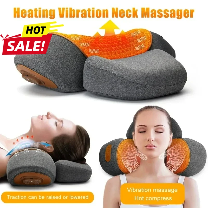 

Электрический массажер для шеи, подушка, шейный носилок, подогрев, вибрационный массаж, тяга спины, ортопедические подушки для сна, поддержка
