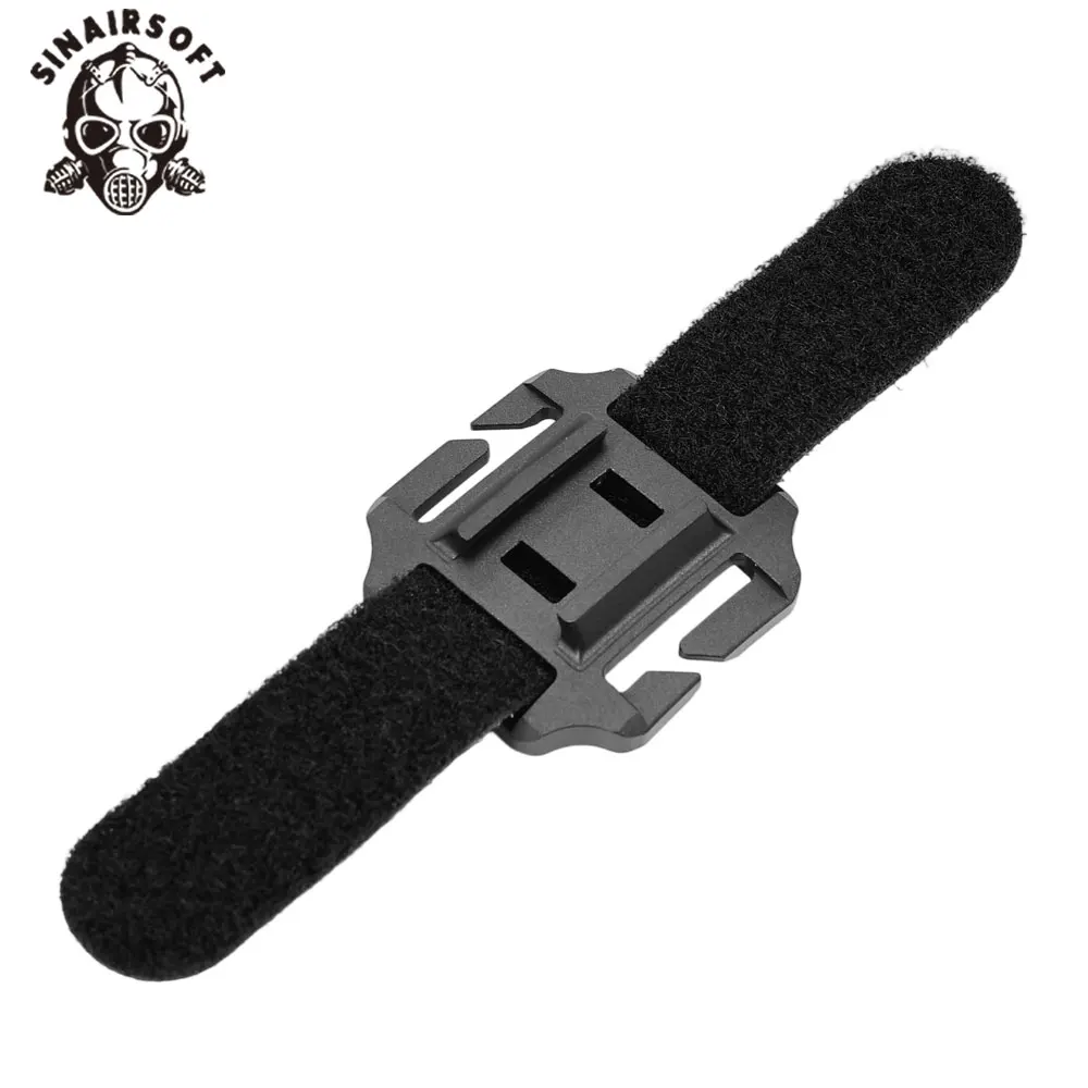 

SINAIRSOFT CNC Aluminum Alloy Flashlight Mount Base Tactical Helmet & Vest Rail Adapter MOLLE Webbing Strap with Hook Loop