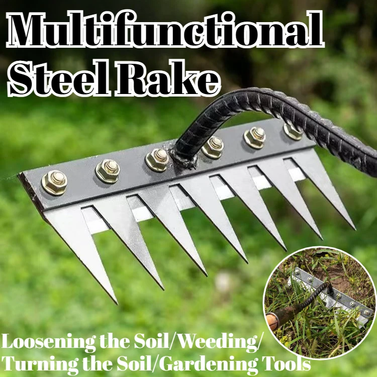 

5/6/7/8 зубьев марганцевая сталь садовые грабли многофункциональный инструмент для прополки для фермы посадки овощей газон двор