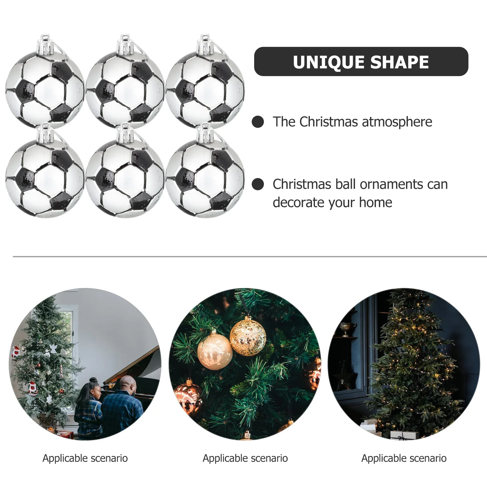 

6Pcs Xmas Ball Pendants Festive Hanging Decorative Balls for Christmas Tree Window Door Party Decoration Supplies