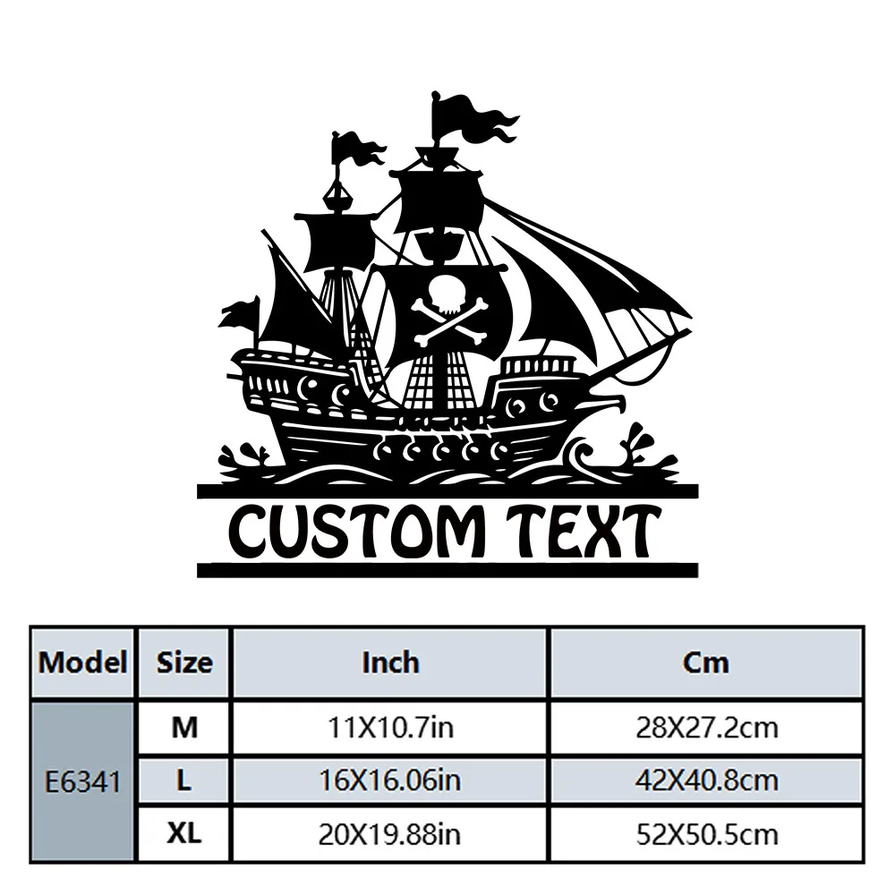1PC NEW Pirate Ship Personalized Name Pvc Wall Decals Home Decor Living Room Decor Diy Pvc Home Decoration Accessories