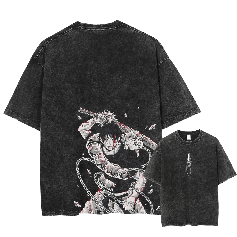 Jujutsu Kaisen Anime Clothing Ryomen Sukuna Printed Tshirt Men Women T-shirts Oversized Tee Harajuku Male Washed Cotton T Shirt