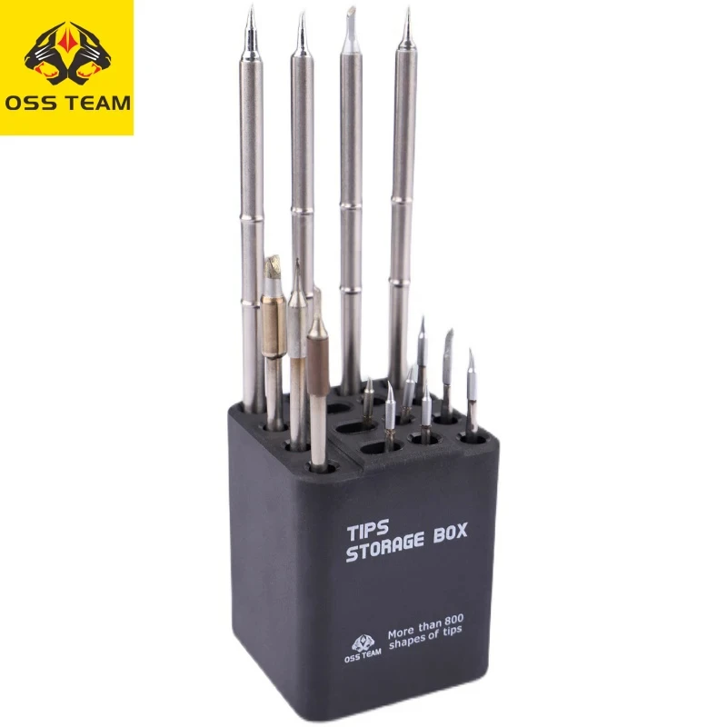 OSS W118 Multifunctional Soldering Iron Tips Storage Box For C210 C245 C115 T12 Heating Core Organizer Welding Head Holder