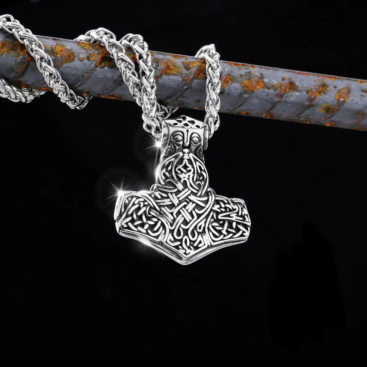 Stainless Steel Viking Warrior Thor Hammer Pendant Hole for Necklace DIY Accessories Findings Jewelry Making Men Charm Supplies