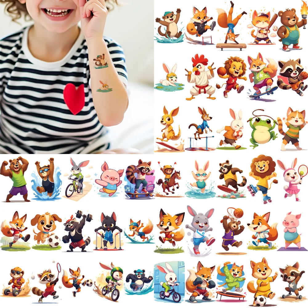 

54pcs Temporary Tattoo Cartoon Animals Waterproof Long-lasting Body Stickers Animal Characters Temporary Tattoo Stickers For