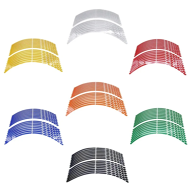 1-4Set 16pcs/Set Strips Motorcycle Car Wheel Tire Stickers Reflective Rim Tape Motorbike Auto Decals For KTM Yamaha Suzuki Honda
