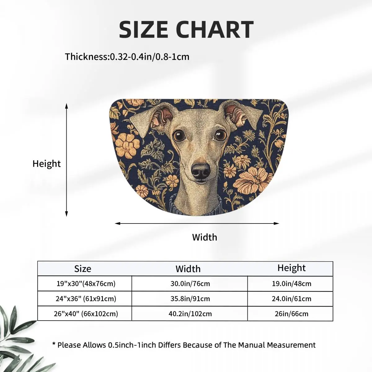 Whippet Peeping Whippet Greyhound Lurcher Dog Flannel Half Round Doormat Non Slip Bathroom Mat Absorbent Floor Carpet for Garage