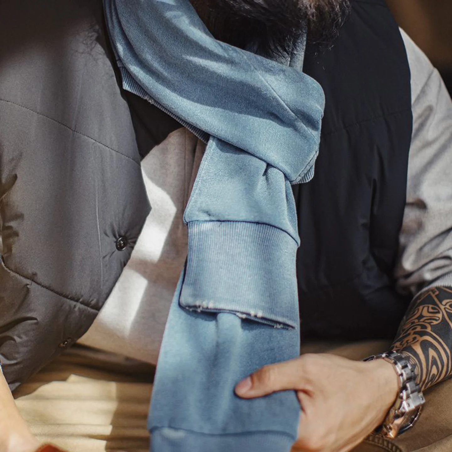 

Maden Men’s Scarf Shawl Winter Neckwear Warm Casual Japanese Retro Blue Multi-way Wrap Autumn Daily Accessories