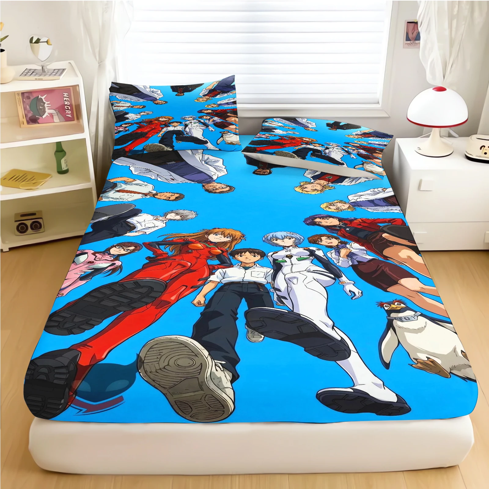 Evangelion Asuka Langley Soryu Bedding Set, 3D Print Anime Duvet Cover,  Themed Bed Linen for Boys Teens Bedroom