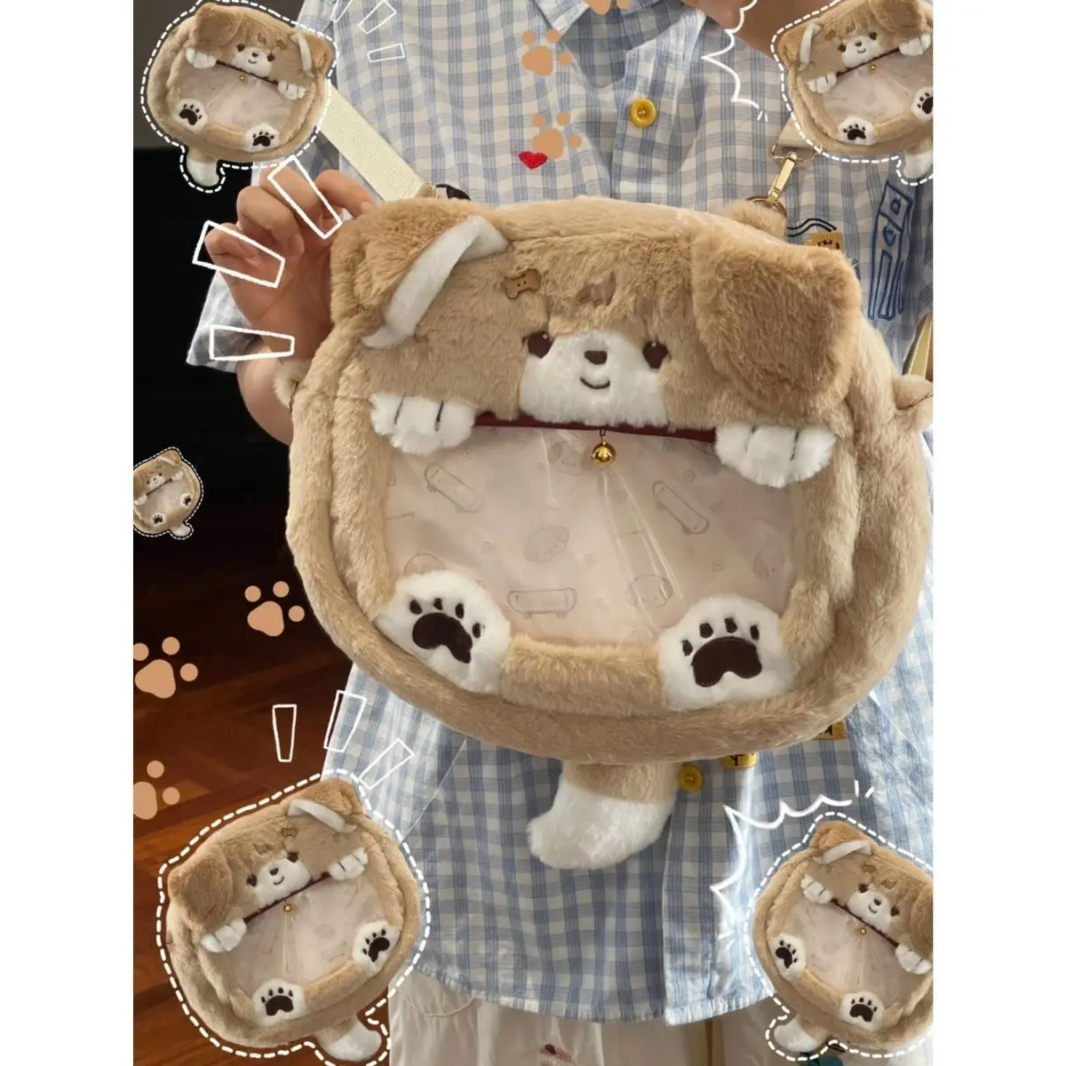

Kawaii сумка новый золотистый ретривер плюшевый рюкзак мультфильм мягкий милый студенческий стиль путешествия на открытом воздухе красота девушка боль сумка