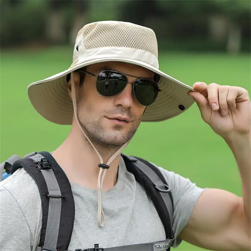 Wide Brim Sun Hat UV Protection Wide Brim Breathable Sun Hat For Men Quick-Drying Sports Headgear For Camping Beach Cycling