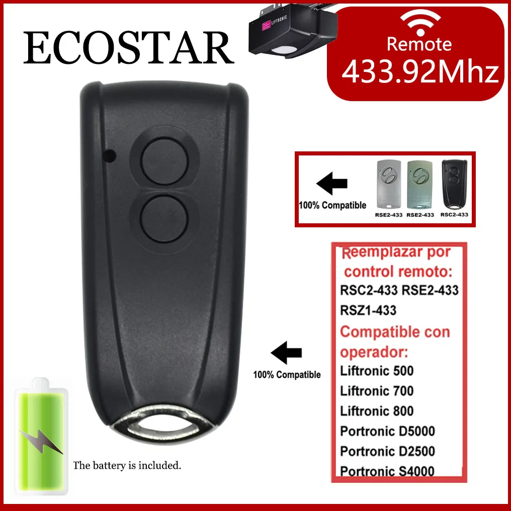RSC2 RSE2 433 Hormann ECOSTAR Porte De Garage Télécommande Porte RSC2-433 RSE2-433 Émetteur De Code Roulant 433.92MHz