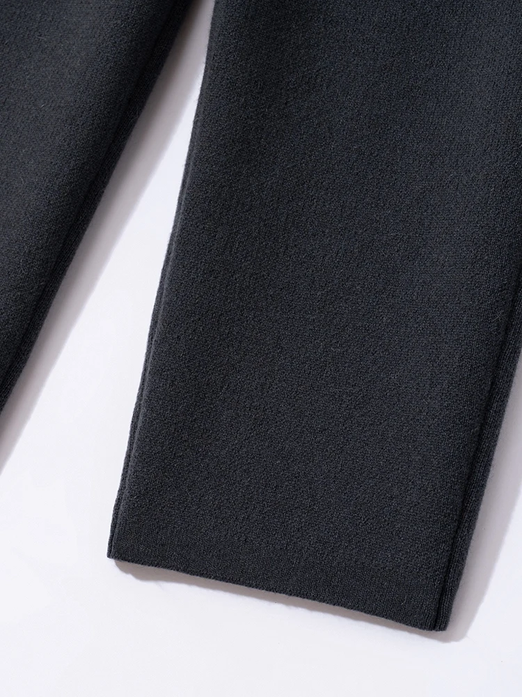 Autumn Winter Men Cashmere Pencil Pants Thicken Contrasting Drawstring Trousers 100% Cashmere Knitted Casual Pocket Simple Pants