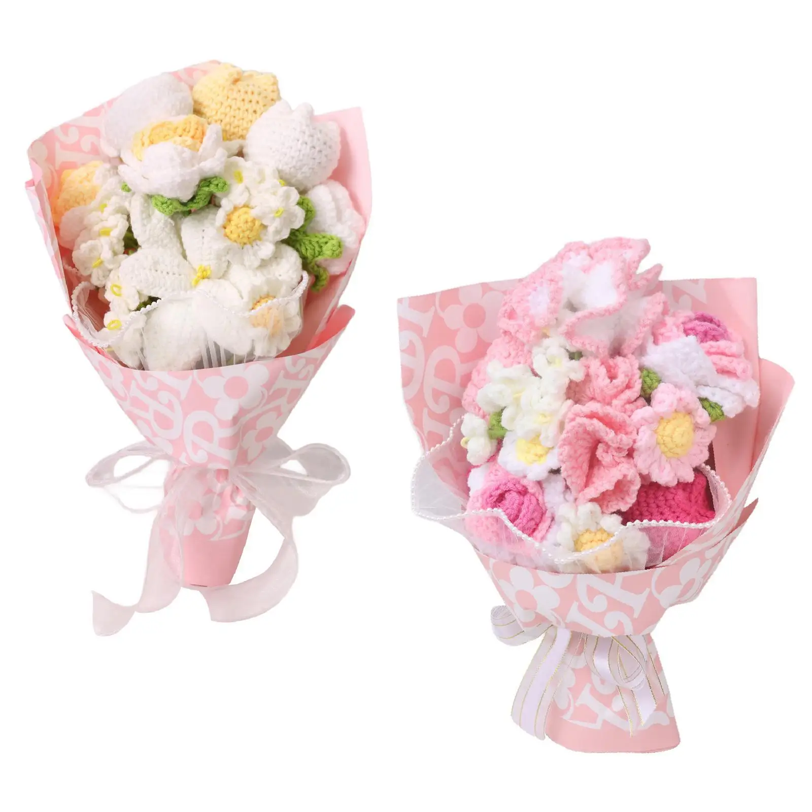 

Crochet Flowers Bouquet 13.78inch Height Crochet Artificial Flowers for Thanksgiving Birthday Valentine’S Day Friend Home Decor