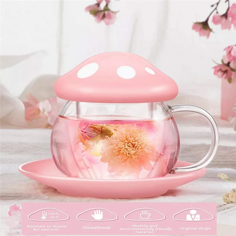ABLN-Glazen koffiemok met bekerhouder Herverwarmbare melkbeker Afternoon Flower Tea Cup met glazen filter B