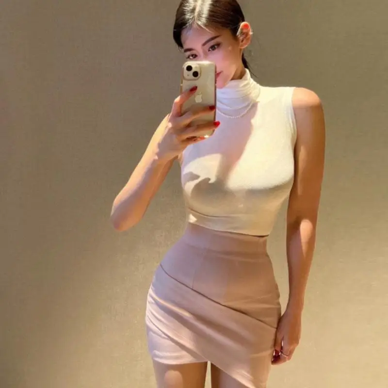 

Элегантная короткая юбка с завышенной талией и перекрестным поясом, женская, приталенная, А-силуэт, для офиса, в корейском стиле, цветная