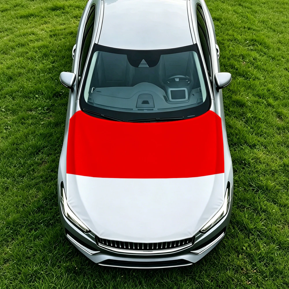 3.8x5.3ft Indonesia Car Hood Cover Flag Swiss Confederation Car Bonnet Banner Elastic Fabrics Windproof