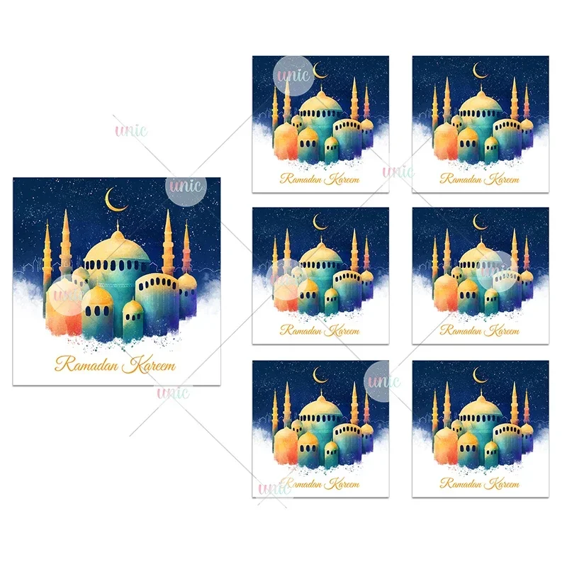 Ramadan Kareem Mubarak Stickers Labels Blessed Ramadan Eid Mubarak Muslim Eid al-Fitr Festival Holidays Greeting Card Decor