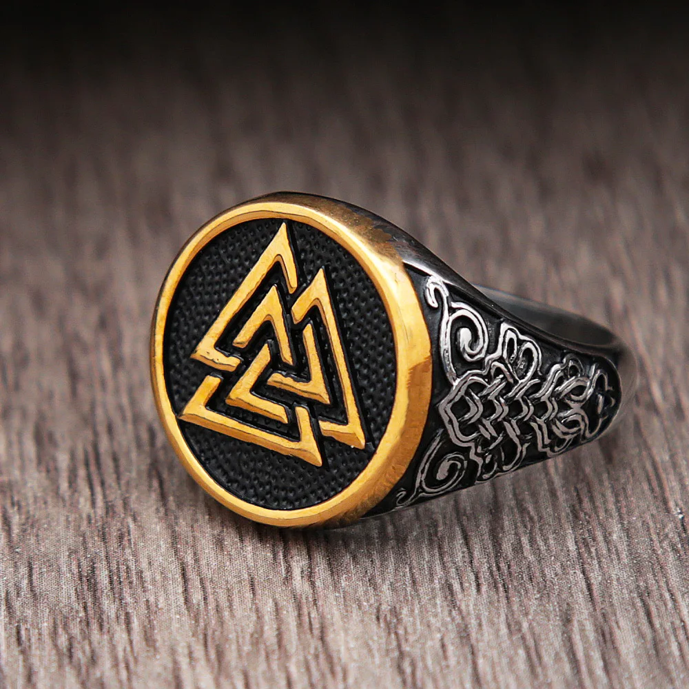 

Vintage Stainless Steel Silver Color/Gold Viking Valknut Ring Men Amulet Nordic Irish Celtics Peace Knot Rings Fashion Jewelry