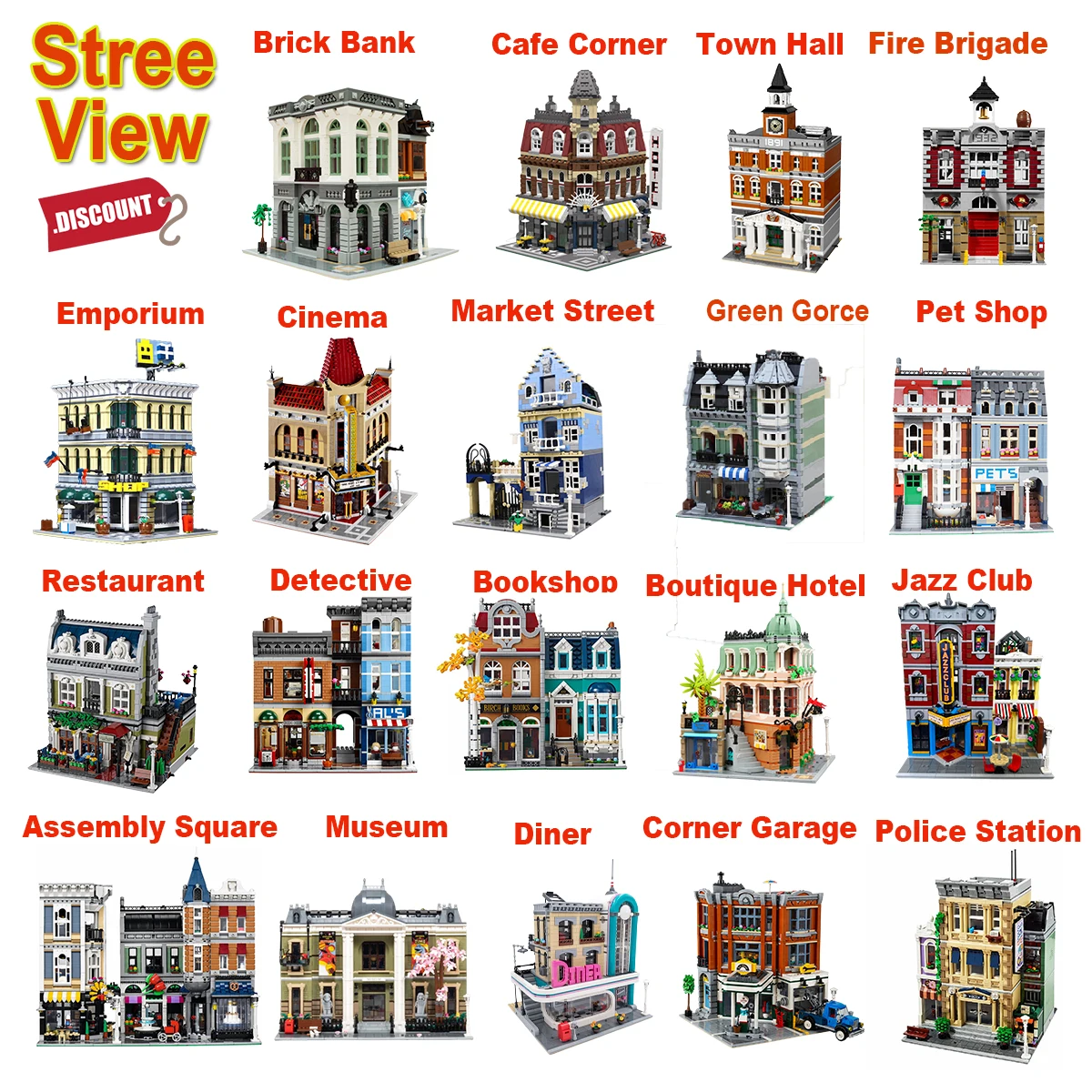 Urban Building Building Blocks Classic Street View 10260 10232 10224 10218 10190 10197 1021110270 10251 Building block toy gifts