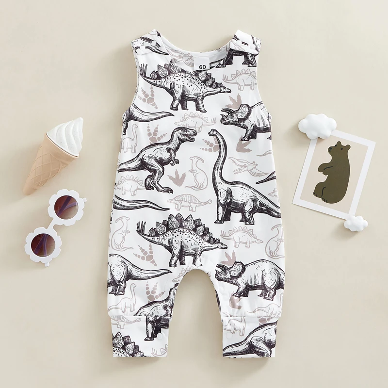 Citgeett Summer Infant Baby Girls Boys Casual Jumpsuit Sleeveless O Neck Print Romper Clothes