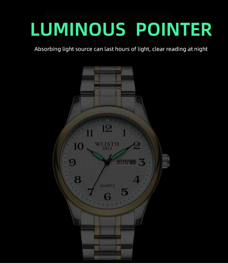 Wlisth Quartz Watch Qigital Luminous Elderly Watch Double Calendar Lovers Foreign Trade Watch