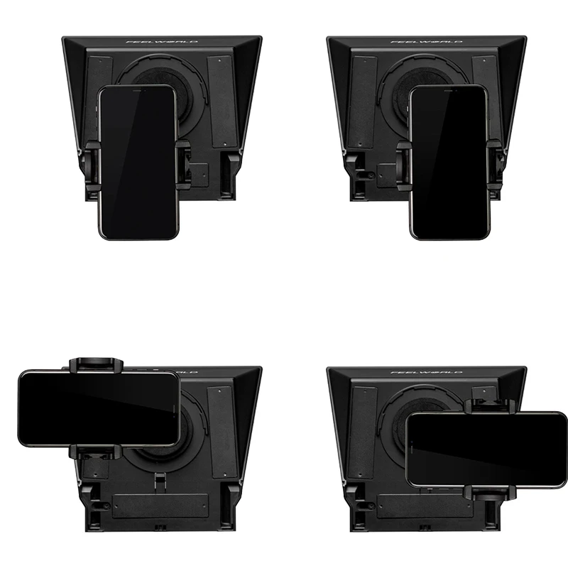 FEELWORLD TP2A 8-inch Portable Teleprompter Supports up to Smartphone/DSLR Tablet Laptop Camara BT Control Lens Adapter Rings