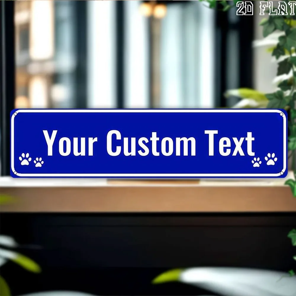 2D Flat 1pc Personalized UV Print Plaque 15.75×3.94 Inch Custom Text Decor Sign For Garage Bar Car Club Shop