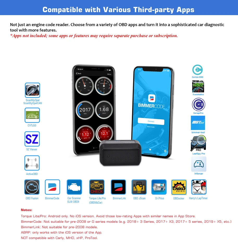 Veepeak OBDCheck BLE+ Bluetooth OBD2 Scanner Car Diagnostic Code