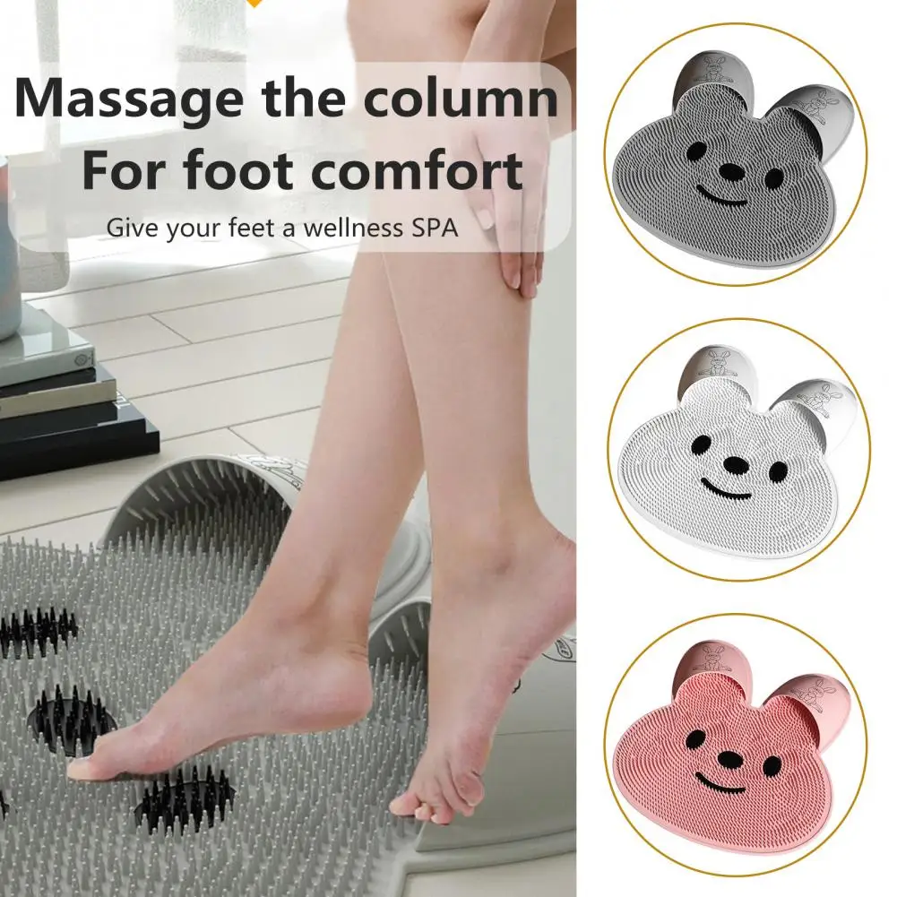Soothing Foot Massage Mat Bunny Shape Foot Scrubber Mat with Soft Silicone Bristles Exfoliating Dead Skin Remover Non-slip