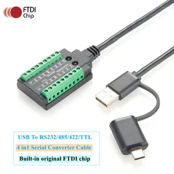 Industrial Grade USB to RS232/485/422/TTL Isolated Converter with FT232RL USB-C to RS232 Serial cable with FTDI Chip