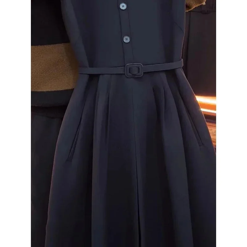 Short Sleeved Dress For Women In Spring And Summer New High-end Feeling Slim Waist And Unique Pleated Long Skirt