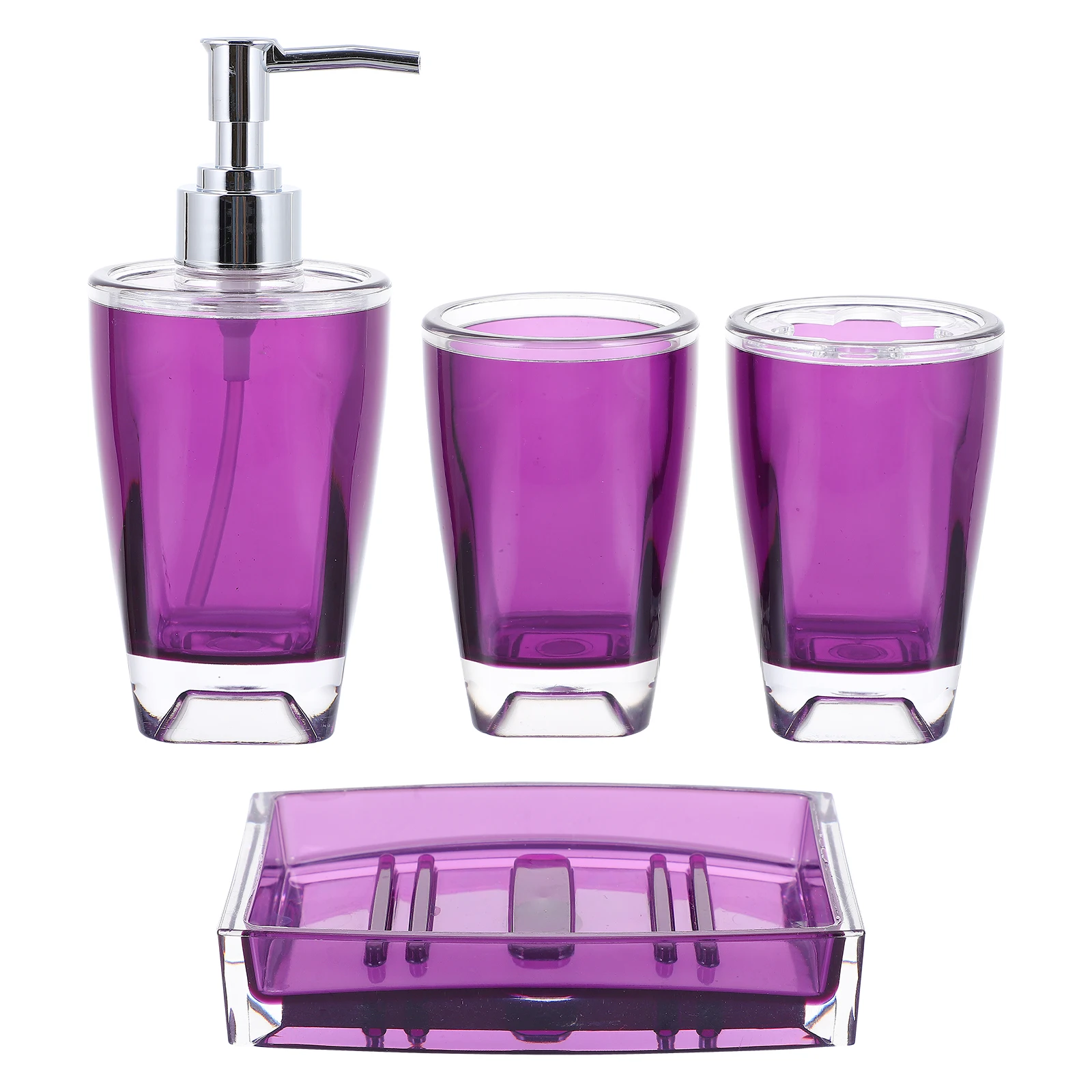 

Bathroom Accessory Set 4 Piece Bathing Supplies Soap Dish Toothbrush Holder Countertop Kit Luxury Tidy Hotel Family Gift