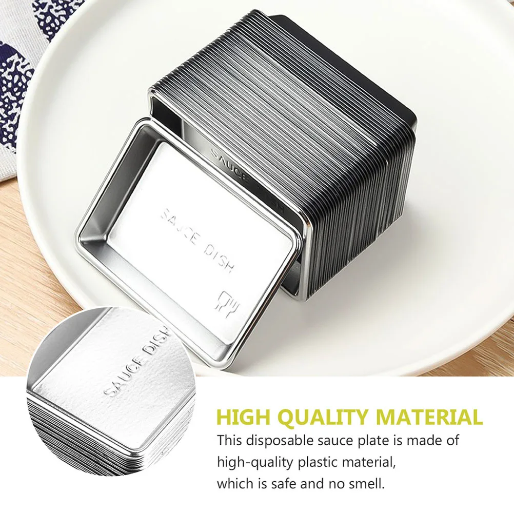 200 قطعة أطباق توابل بلاستيكية صغيرة للاستعمال مرة واحدة أطباق بهار لخل الصويا الخردل صواني توابل طبق تقديم محمول