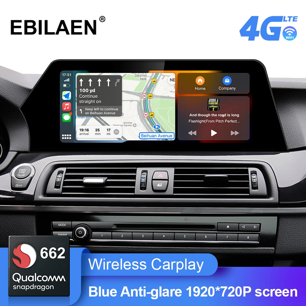 

EBILAEN Car Radio For BMW 5 Series F10 F11 2011-2016 CIC NBT 520i Android 11.0 Blue Anti G-lare Screen GPS Navigation Carplay